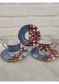 Resim River World 12 Parça 6 Kişilik Porselen Türk Kahvesi Fincan Takımı Olv Serisi Çok Renkli 