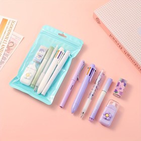 Resim 6 parçalı Çok İşlevli Kırtasiye Seti - Okul için Eksiksiz Yazma Araçları, Jel Kalemler ve Kurşun Kalemler Dahil, Mükemmel Okula Dönüş Malzemeleri, İdeal Öğrenci Ödülleri Kaliteli Kırtasiye Seti 