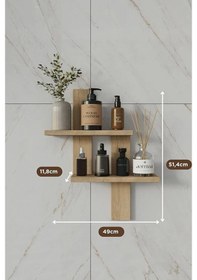 Resim Lavanta %100 Mdf Duvar Rafı Lefkas Meşe 