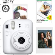 Resim Instax Mini 12 Beyaz Fotoğraf Makinesi-Çerçeve ve 20'li Mini Film Seti 