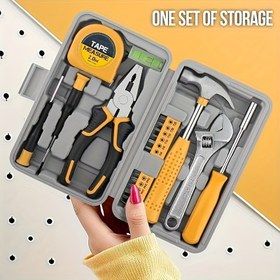 Resim 20 Parça Ev Alet Seti, Temel DIY Araçlar Kiti, Küçük ve Taşınabilir Kutu İçerir, Hem Erkekler Hem Kadınlar için Uygun 