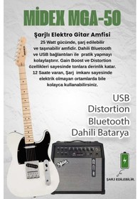 Resim Midex Tlx-50cr-50amp Tele Kasa Maple Klavye 2 Single-coil 50w Amfili Elektro Gitar 