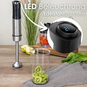 Resim 5'i 1 Arada 1 Arada 1200 W Daldırma Mikseri, Doğrayıcı, Çırpıcı, Süt Köpürtücü, Güçlü Dozaj Bardağı, 12 Vitesli Turbo Kıyma Makinesi En Sert Malzemeleri Karıştırmak Için 