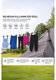 Resim Taşınabilir Çamaşır Kurutma İpi Ayarlanabilir Çekilebilir Kaymaz Kamp Askı İpi 1.8 M Karışık/Çok Renkli 
