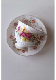 Resim Royal Kent Bone China Staffordshire İngiliz Vintage Kahve Fincanı Sarı 
