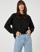 Resim Taş Detaylı Sweatshirt Bisiklet Yaka 