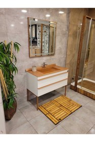 Resim Tahtakale Doğal Ahşap Kaydırmaz Yer Paspası (60*90 Cm.) 