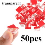 Resim 50 Adet Geliştirilmiş Kendinden Yapışkanlı Sabitleme Klipsleri - Şeffaf Plastik Güçlü Tutuşlu Kablo ve Kablolar için Düzenleme Klipsleri, Ofis & Ev Kullanımı, Hasar Bırakmayan Çıkarma 