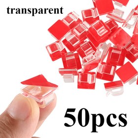 Resim 50 Adet Geliştirilmiş Kendinden Yapışkanlı Sabitleme Klipsleri - Şeffaf Plastik Güçlü Tutuşlu Kablo ve Kablolar için Düzenleme Klipsleri, Ofis & Ev Kullanımı, Hasar Bırakmayan Çıkarma 