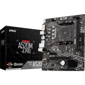 Resim A520M-A Pro Amd A520 Soket Am4 Ddr4 4600(Oc)Mhz Matx Gaming Anakart 