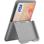Resim WIWU MW-001 Pop-Up Sade Tasarımlı 3 Hazneli PU Magnetik Standlı Kartlık Gri 