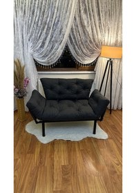 Resim Modern Ikili Yataklı Kanepe Tekli 2'li Çift Kişilik Koltuk Ev Ofis Balkon Teras Kanepesi - Antrasit Antrasit Modernk010 