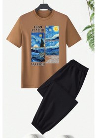 Resim Unisex Van Gogh Baskılı Eşofman Takımı Siyah 