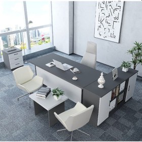 Resim Pasha 4'lü Ofis Takımı Model 6 Füme Beyaz 