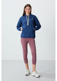 Resim Tommy Life Parlament Kompakt Pamuklu Kalın Pürüzsüz Dokulu Kapüşonlu Oversize Fit Kadın Sweatshirt - 97291 Parlament Mavisi 