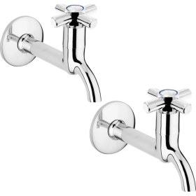 Resim 2li Artı Aç Kapa 4 Kollu Krom Çevirveli Musluk Duvardan Tek Girişli ( Lisinya ) 