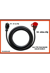 Resim Hes Kablo Araç Şarjı Uyumlu 15-50 Metre Arası (3x4 Ttr Tam Bakır)( Ip 44-54 Tp Fişli) Uzatma Seyyar 