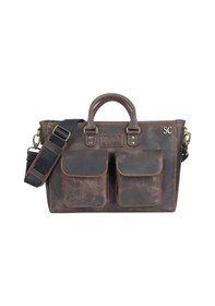 Resim Twingold Kişiye Özel Deri Crazy Evrak / Laptop Çantası Kahverengi 