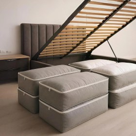 Resim Storemax Karaworksell Deconox 4 Adet Büyük Boy Bazaaltı Kalın Kumaş Hurç | Kazak Yastık Çok Amaçlı Yatakaltı Düzenleme Hurcu Gri (64CMX45CMX20CM) 