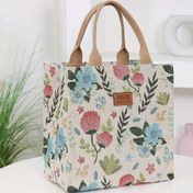 Resim Vintage Çiçekli Naylon Çanta Fermuarlı, Katlanabilir Üst Kolu ile İş ve Alışveriş için, Polyester Astarlı Hafif Dayanıklı Tasarım - Öğretmenler ve Çalışan Kadınlar için Uygun El Çantası Askısı 