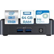 Resim Intel NUC11 Pro Intel Core i7 1165G7 64GB 256GB SSD Intel® Iris® Xe Graphics Freedos Mini Pc NUC11TNKi70ZF13 
