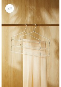 Resim Ocean Home Textile 2'li 3 Katlı Ekru Renk Kumaş Kaplı Metal Giysi Askısı 42 X 41 X 0.5 Cm Ekru 
