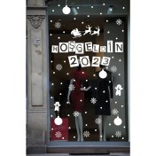 Resim Hoşgeldin 2023 Yılbaşı Happy New Year Özel Yeni Sticker Çıkartma Süsü Özel Yeni Yıl Parti Cam Noel Ağacı Kar Tanesi 