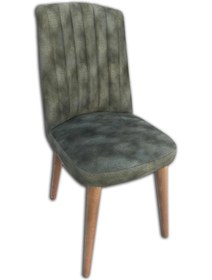 Resim Sandalye Papel Model Kayın Torna RETRO Ayak Yeşil soho Kumaş Çizgili sandalye El Yapım 