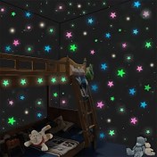 Resim 200 adet DIY Floresan Dekoratif Duvar Stickerı Kendinden yapışkanlı Duvar Stickerı 3D Yıldız Gökyüzü Atmosferi İç Mekan Duvar Stickerı İç Dekorasyon Aksesuarları 