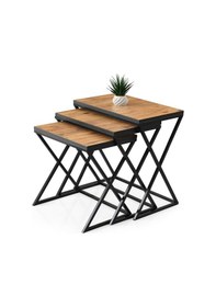 Resim Çapraz Metal Ayak 3'lü Zigon Sehpa 001 