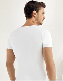 Resim Şahinler Kısa Kollu V Yaka Likralı Süprem Atlet Beyaz ME080 Beyaz 