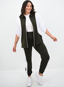 Resim Kadın Büyük Beden Gömlek Yaka Fermuarlı Eşofman Takımı 8141-25 - XL / Beneton Yeşili 