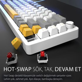 Resim Inca IKG-457 Empousa Red Swıtch Rgb Kablolu Mekanık Gamıng Klavye-Beyaz 