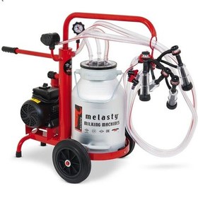 Resim Melasty Ecomini İkili Keçi Süt Sağma Makinesi Alüminyum Güğüm - Kauçuk Memelik Ecomini Kuru Pompa 