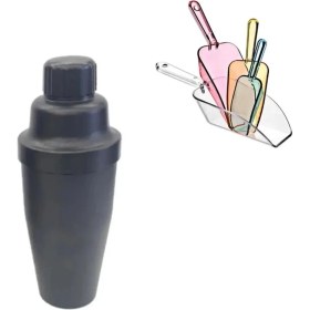 Resim Adin Tasarım Shaker 700 ml + Buz Küreği 4 Adet Bar Shaker Kokteyl Seti Kokteyl Hazırlama Seti Buz Küreği 