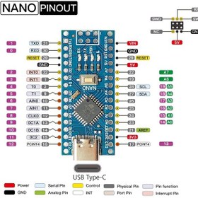 Resim Arduino Nano Ch340 Chip Klon - Type C Lehimlenmiş 