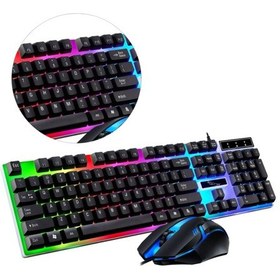 Resim Oyun Klavye Ve Fare Seti Kablolu Klavye Led Arka Parlak Anahtarlar Ve Ergonomik Fare Siyah 