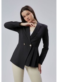 Resim Siyah Regular Fit Pile Detaylı Blazer Ceket Siyah 