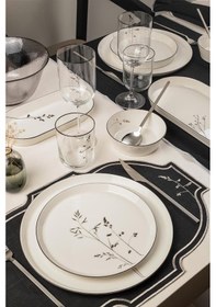 Resim Kütahya Porselen Bone V-form 52 Parça 12 Kişilik Yemek Takımı Angelica Siyah 