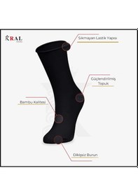 Resim Kral Socks Kadın Roll-top Lastiksiz Dikişsiz Bambu Soket Çorap 4 Çift Siyah Siyah 