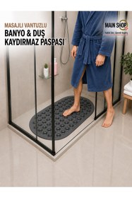 Resim isgstore MAİN SHOP Masajlı Silikon Vantuzlu Banyo ve Duş Kaydırmazı Gri M-142 