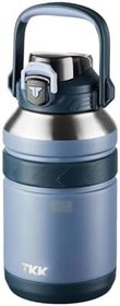 Resim TKK Büyük Boy 1000ml Pipetli/Pipetsiz Kullanım Askılı Paslanmaz Çelik Termos Matara (Lacivert) 