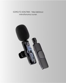 Resim 2 Li Kablosuz Yaka Mikrofonu İphone İçin Profesyonel Video Ses 