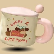 Resim Tosont Sevimli Karikatür Köpek Yavrusu Seramik Dak Yüksek Değerli Kupa Dak Kapaklı Kaşık Su Dağı Doğum Günü Hediyesi Kız Çocukları (Yurt Dışından) 