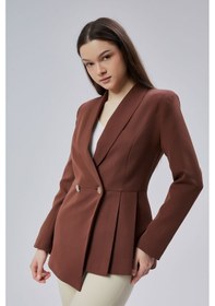 Resim Kahverengi Regular Fit Pile Detaylı Blazer Ceket Siyah 