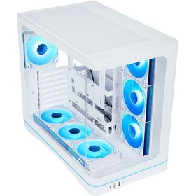 Resim Sama V62wh White, G1000wh 1000w, 80+ Gold, Full Modüler, Pcıe 5.1, Atx3.1, Tempered Glass Panel, Panoramic Tasarım, Type-c, 7x120mm Argb Infınıty Fan, Atx, Gamıng Kasa 