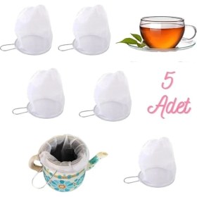 Resim Qussine Torba Demlik Süzgeci Süt Süzgeci Yeniden Kullanılabilir Çay Kahve Süzgeci 10CM 5 Adet 3 Nolu Torba 