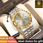 Resim POEDAGAR Erkek Kol Saati Kuvars Hafta Tarih Göstergeli Su Geçirmez Işıklı Paslanmaz Çelik Bayan ve Bebekler için 