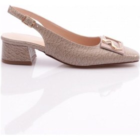 Resim Dgn K1 Kadin Arkasi Açik Topuklu Ayakkabi Vizon Balık Sırtı 