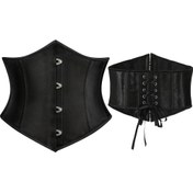 Resim Kadın Siyah Saten Korse Kemer Ayarlanabilir Toka ile - Partiler, Cadılar Bayramı ve Resmi Etkinlikler için Karın Kontrolü Bel Sıkılaştırıcı, Orta Kontrol, Sadece Elde Yıkama, Cadılar Bayramı Kıyafeti, Formu Sıkılaştırma Tasarımı, Pürüzsüz Dokuma 